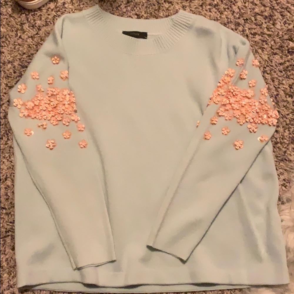 J Crew sequin sweater mint and gold
